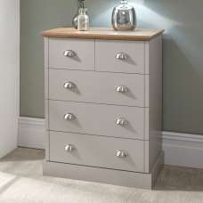 Kirkby Wooden Chest Of 5 Drawers In Grey And Oak - UK