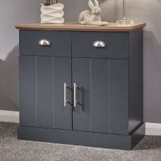 Kirkby Wooden Sideboard 2 Doors 2 Drawers In Slate Blue And Oak - UK