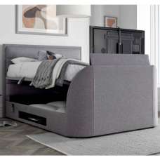 Kirkland Fabric Ottoman Storage King Size TV Bed In Grey - UK