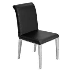Kirkland Faux Leather Dining Chair In Black With Chrome Legs - UK