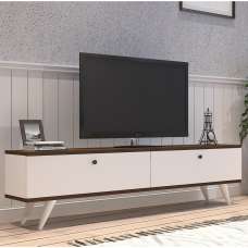 Kiyomi Wooden TV Stand with Plastic Legs in White and Walnut - UK