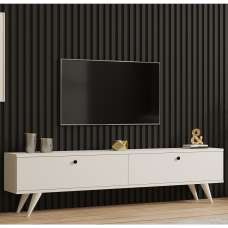 Kiyomi Wooden TV Stand with Plastic Legs in White - UK