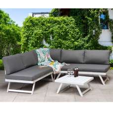 Knoxville Garden Corner Seating Set With White Frame In Grey - UK