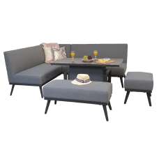 Knoxville Garden Sofa Dining Set With Gas Lift Table In Grey - UK
