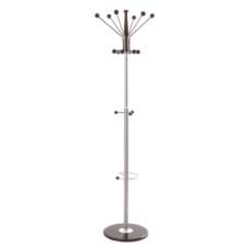 Kobe Metal Coat Stand With Umbrella Holder In Chrome And Brown - UK