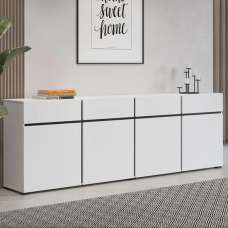 Kodak Wooden Sideboard With 4 Doors 4 Drawers In White - UK