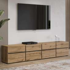 Kodak Wooden TV Stand With 4 Doors 4 Drawers In Wotan Oak - UK