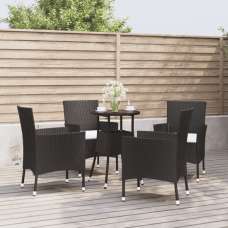 Kodi 5 Piece Garden Bistro Set In Black Rattan With Cushions - UK