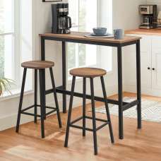 Kohana Rectangular Wooden Bar Table with 2 Stools in Black and Oak - UK