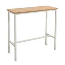 Kohana Rectangular Wooden Bar Table in White and Oak - UK