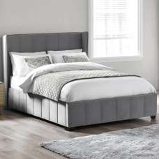 Kokomo Velvet King Size Bed - Grey - UK