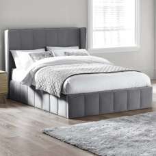 Kokomo Velvet Ottoman Storage King Size Bed - Grey - UK