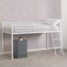 Kyoto Metal Mid Sleeper Bunk Bed In White - UK