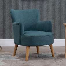 Krabi Fabric Armchair With Oak Legs In Teal - UK
