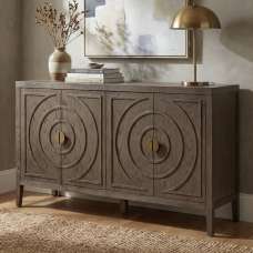 Kramis Wooden Sideboard with 4 Doors in Vintage Brown - UK