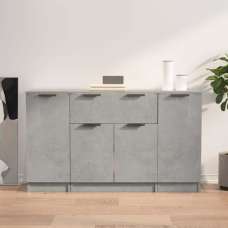 Krefeld Wooden Sideboard With 4 Doors 1 Drawer In Concrete Effect - UK