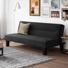 Kubota Velvet Sofa Bed With Wooden Legs In Black - UK