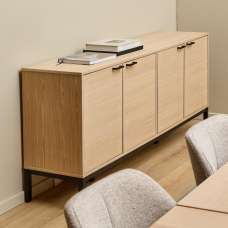 Kutztown Wide Wooden Storage Cabinet With 4 Doors In White Oak - UK