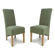 Kyoto Fabric Dining Chairs In Pair - Weave Green - UK
