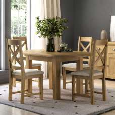 Kysen Oval Wooden Extending Dining Table with 4 Chairs in Oak - UK