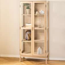 Labasa Wooden Display Cabinet With 2 Doors In White Oak - UK
