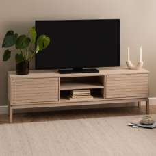 Labasa Wooden TV Stand With 2 Doors In White Oak - UK