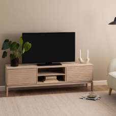 Lacey Wooden TV Stand With 2 Doors In White Oak - UK