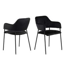 Laconia Black Velvet Dining Chairs With Metal Frame In Pair - UK