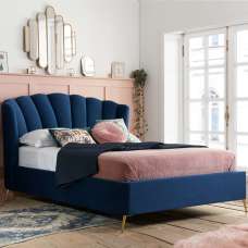 Laconia Fabric Ottoman Storage King Size Bed In Midnight Blue - UK