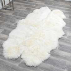 Ladson Quad Sheepskin Rug In Natural White - UK