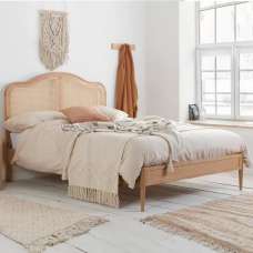 Ladson Wooden Super King Size Bed With Rattan Headboard In Oak - UK