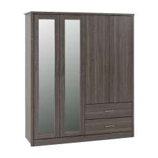 Laggan Wooden Wardrobe With 4 Doors In Black - UK