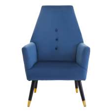 Lagos Velvet Button Detail Armchair In Midnight Blue - UK