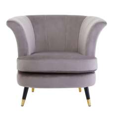 Lagos Velvet Scalloped Armchair In Mink - UK