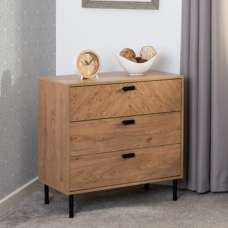 Lagos Wooden Chest Of 3 Drawers In Medium Oak - UK