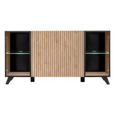Lagos Wooden Sideboard With 4 Doors In Hickory Oak And LED - UK