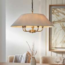 Lahaina 5 Light Fabric Pendant Ceiling Light In Antique Brass - UK