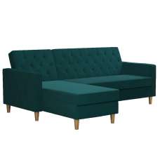 Lahaina Velvet Sofa Bed With Oak Legs In Green - UK