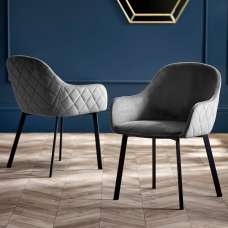Lajas Grey Velvet Dining Chairs - Pair - UK
