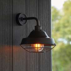 Lakeland Metal Wall Light In Matt Black - UK