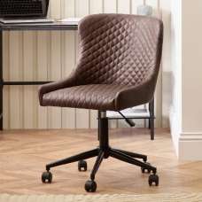 Lakia Faux Leather Home And Office Chair In Brown - UK