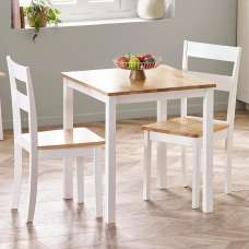 Lamar White Oak Wooden Dining Table With 2 Chairs - UK