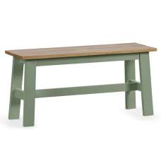 Lamar Wooden Rectangular Dining Bench - Green And Light Brown - UK