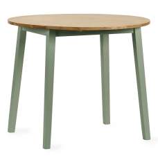 Lamar Wooden Round Drop Leaf Dining Table - Green And Light Brown - UK