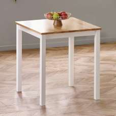 Lamar Wooden Square Dining Table - White And Light Brown - UK
