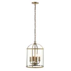 Lambeth 4 Lights Glass Ceiling Pendant Light In Antique Brass - UK