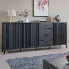 Lambeth Wooden Sideboard With 3 Doors 4 Drawers In Graphite Black - UK