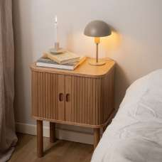 Lampe Wooden Bedside Cabinet With Sliding Doors In Oak - UK