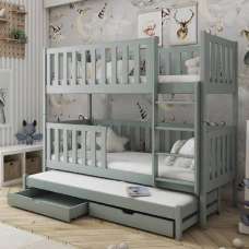Lampe Wooden Bunk Bed With Foam Mattress And Trundle In Grey - UK
