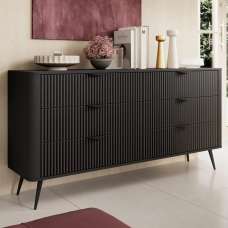 Lampe Wooden Chest Of 6 Drawers With Metal Legs In Black - UK